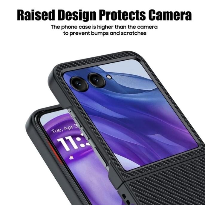 Murah Motorola Razr 40 Ultra / 50 Ultra Premium Carbon Fiber Leather Case