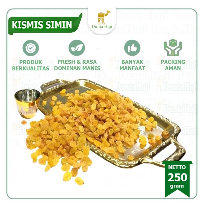 

Kismis SIMIN 250GRAM / Kismis Anggur Kristal Warna Emas Rasa Manis