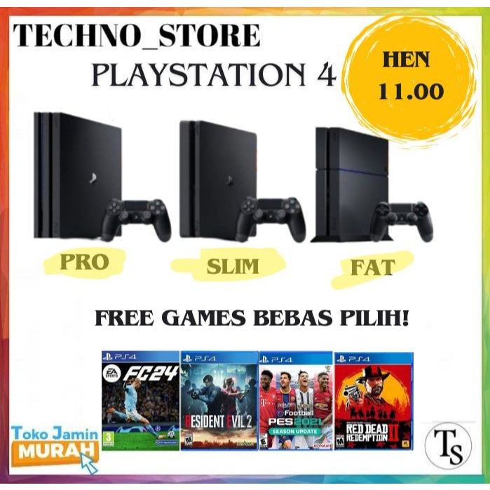 PS4 PS 4 PRO PS4 SLIM PS4 FAT HEN VERSI 11.00 GAMES PERMANEN