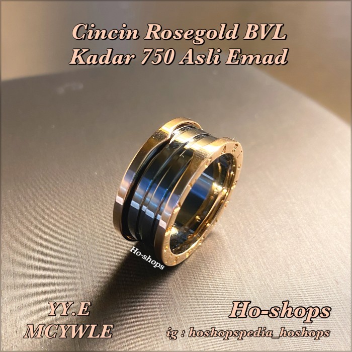 Cincin Rosegold BVL Zero with Black Color Kadar 750 Asli Emas