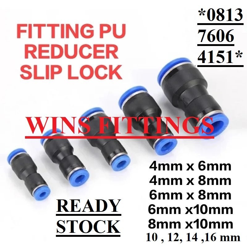 Reducer PU 12 x 10 x 8 x 6 x 4 mm Red Fitting Push in pneumatic PG socket 4mm 8mm 6mm 10mm 12mm slip