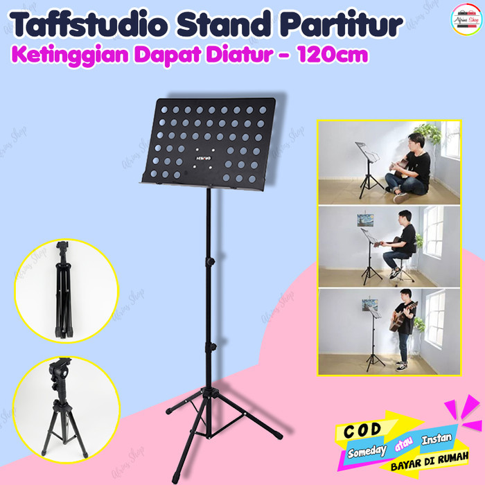 Stand Partitur Musik Portable Stand Buku Musik Lipat Stand Buku Partit