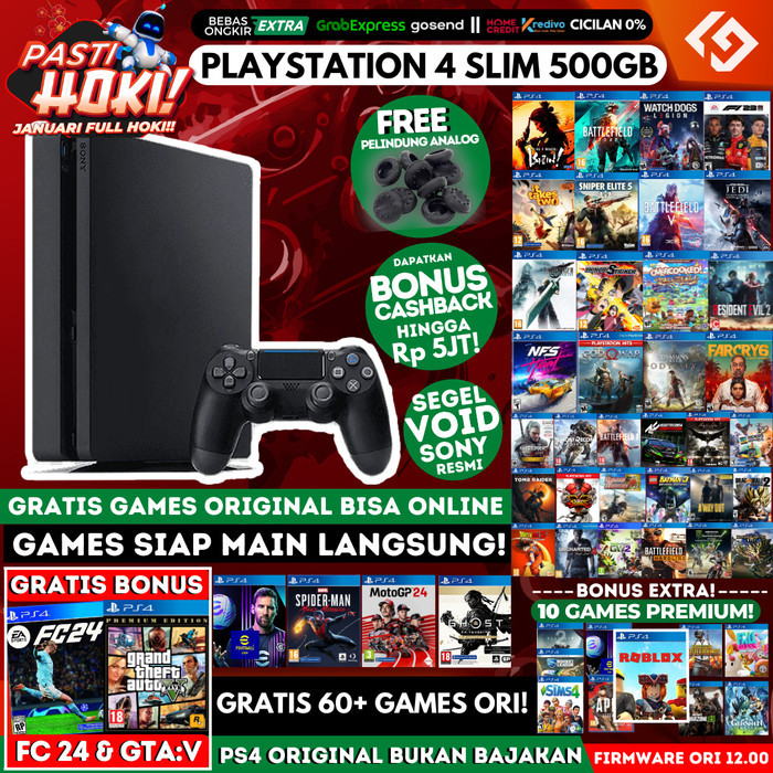 PS4 Slim 500GB Original Playstation PS 4 Garansi Panjang Free Games