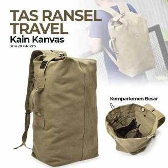 Tas Ransel Pria Kanvas Besar Barrel Tas Traveling Pendakian Gunung
