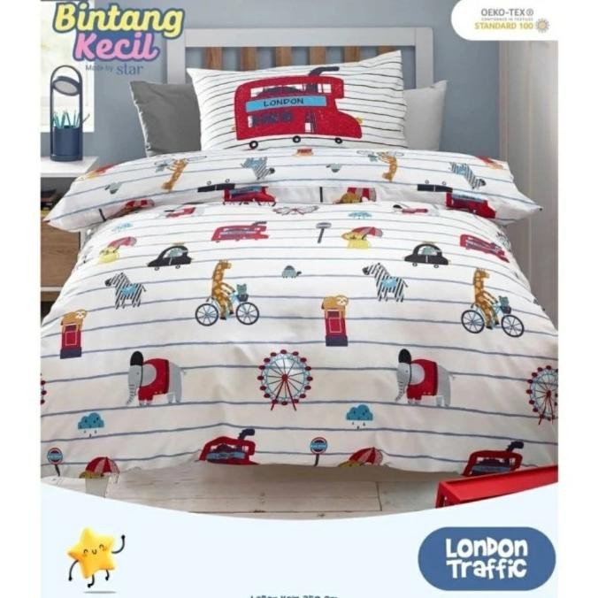 Kamar Tidur Sprei Katun Halus Anak BK London Traffic Bus Bis Car Mobil Vehicle Kendaraan Transportat
