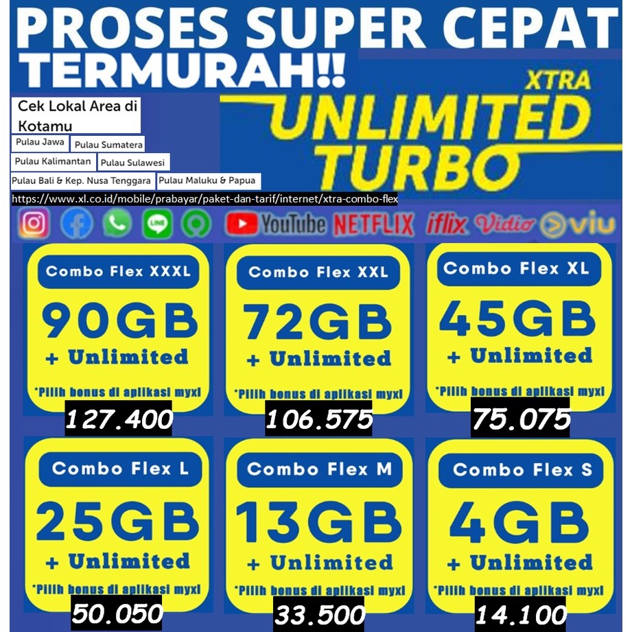 TERMURAH KUOTA XL XTRA COMBO VIP + COMBO FLEX PLUS + COMBO LITE + XL HOTROD + PAKET AKRAB + XL PURE