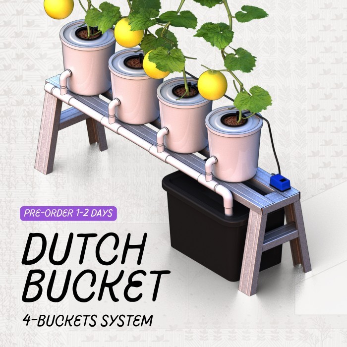 TERBARU Dutch Bucket Hydroponic System - 4 Lubang Paket/Kit/Sistem/Hidroponik