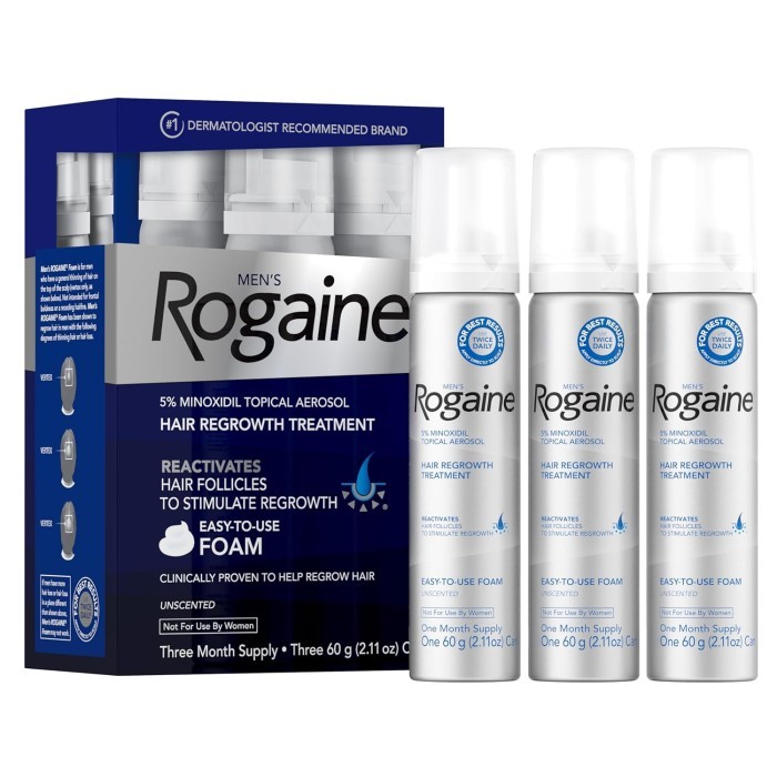 Rogaine Foam Minoxidil 5% Obat Khusus Rambut PRIA - 1 BOX isi 3 BOTOL