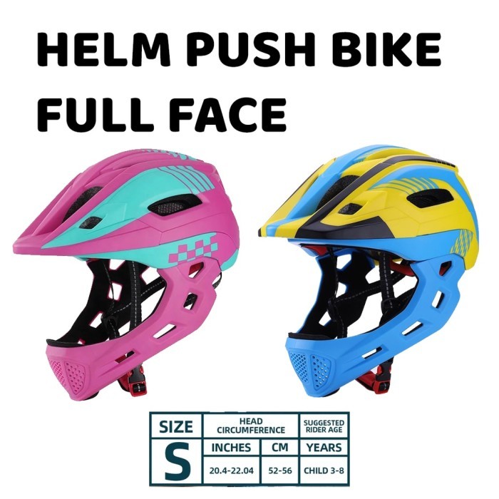 Helm Push Bike Full Face Modular Anak Cowok Cewek