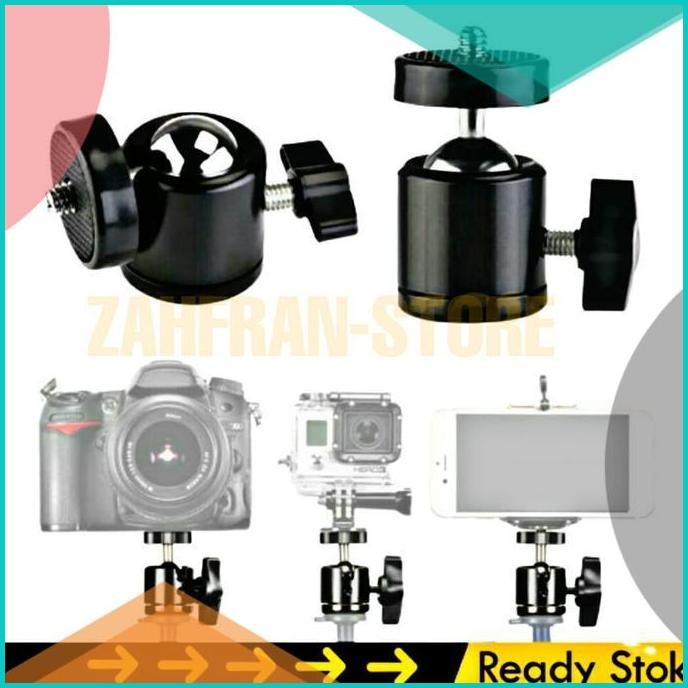 mini ball head 360 kepala tripod mount 1/4 hp kamera ring light 07D3