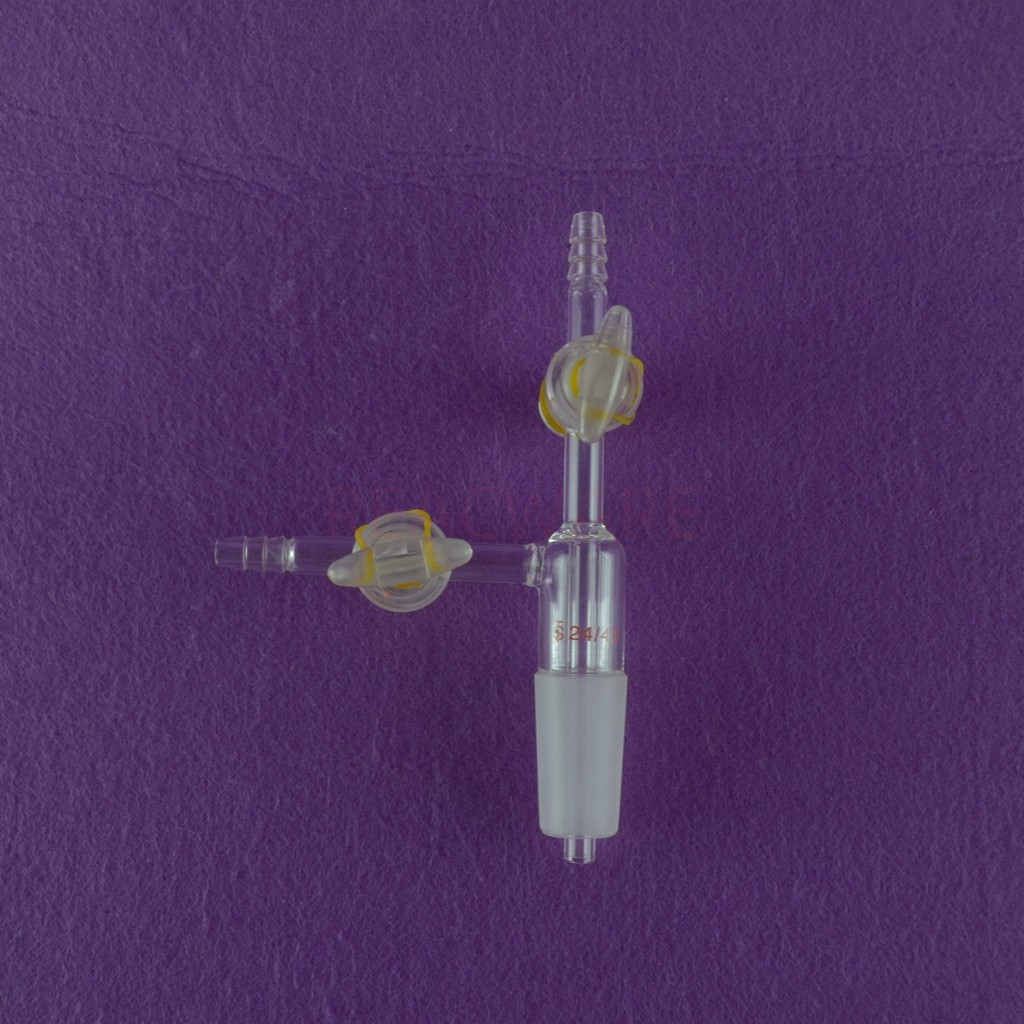 Lab Glass Vacuum Transfer Adapter  with 2 Glass Stopcocks 24/40