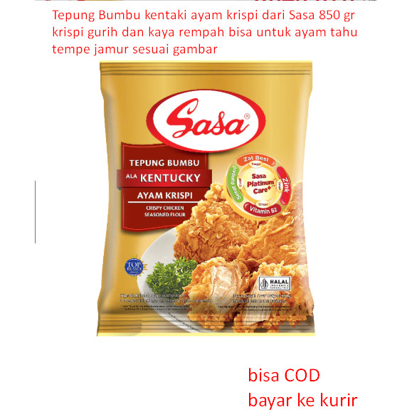 

Tepung Bumbu kentaki ayam krispi dari Sasa 850 gr krispi gurih dan kaya rempah bisa untuk ayam tahu tempe jamur sesuai gambar