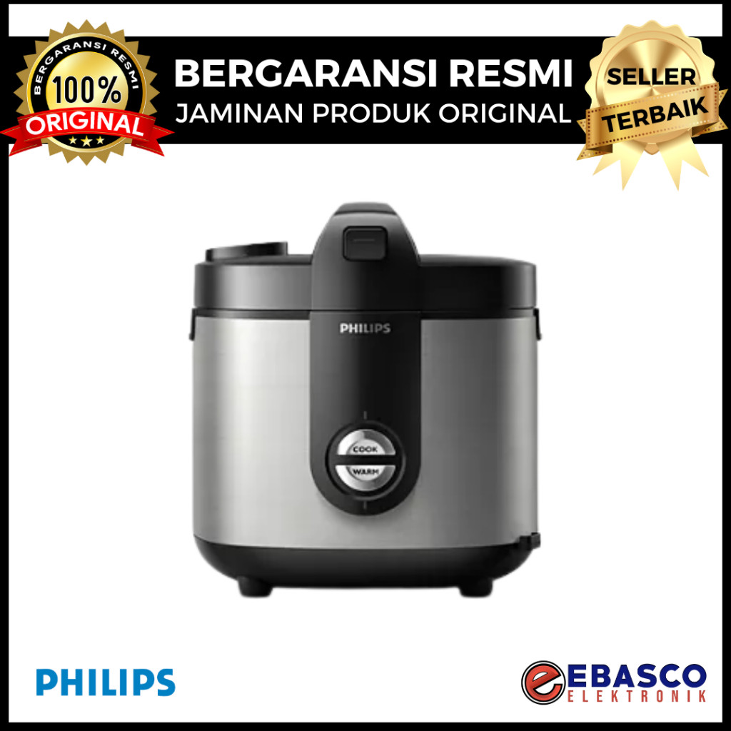 PHILIPS Rice Cooker 3138 - Magic Com Anti Lengket Body Stainless Kapasitas 2 Liter 400W