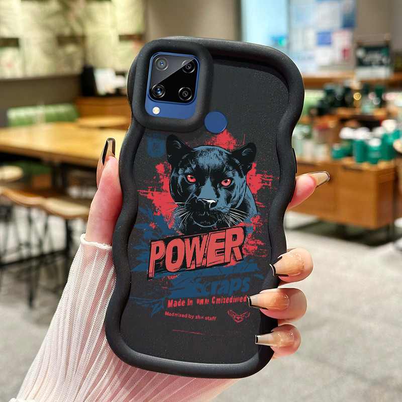 Casing Hp Untuk Realme C15 Case Macan tutul Warna macaron tekstur lembut softcase batas gelombang po