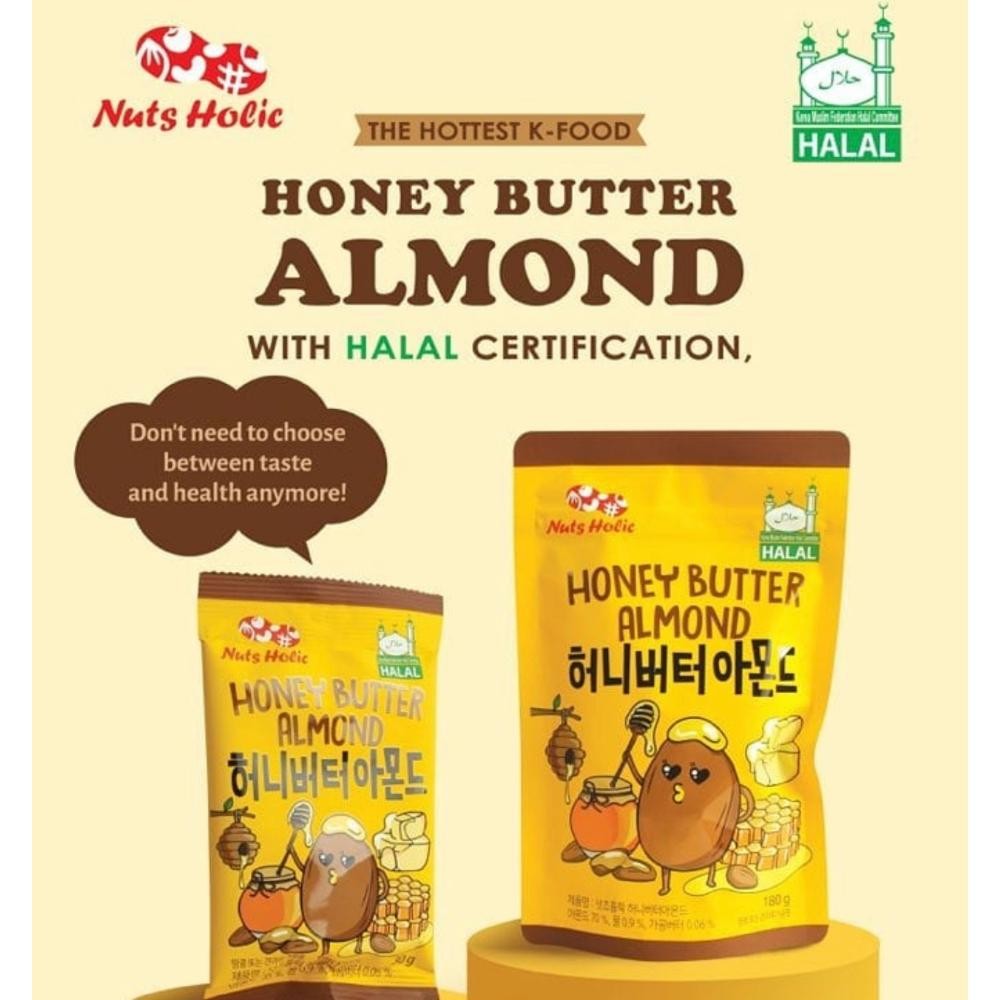 

NUTS HOLIC HONEY BUTTER ALMOND 180 GR | SNACK KACANG ALMOND | PRODUCT OF KOREA