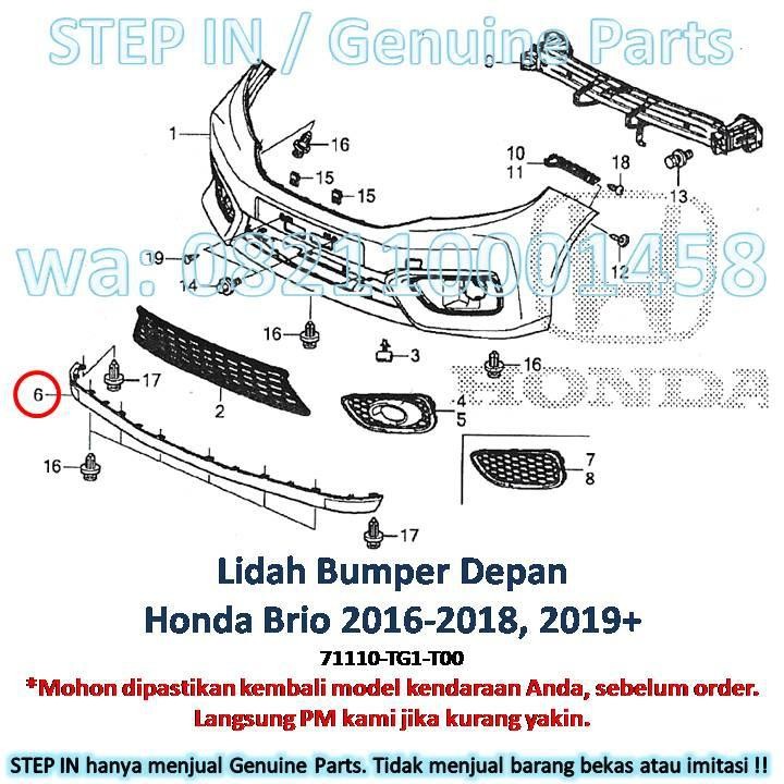 Karet Lidah Bawah Bumper Depan Honda Brio 2016 2017 2018 2019 2020+ Air Spoiler Bemper