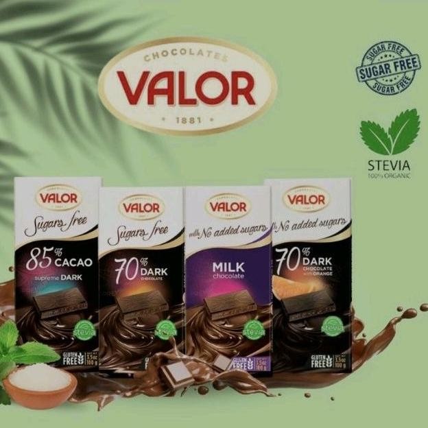 

Coklat Valor 85% 70% Dark Chocolate Orange Truffle Creamy Milk Sugar Free 100 gr Cokelat Hitam Susu Import With Stevia Plant 100 Gram