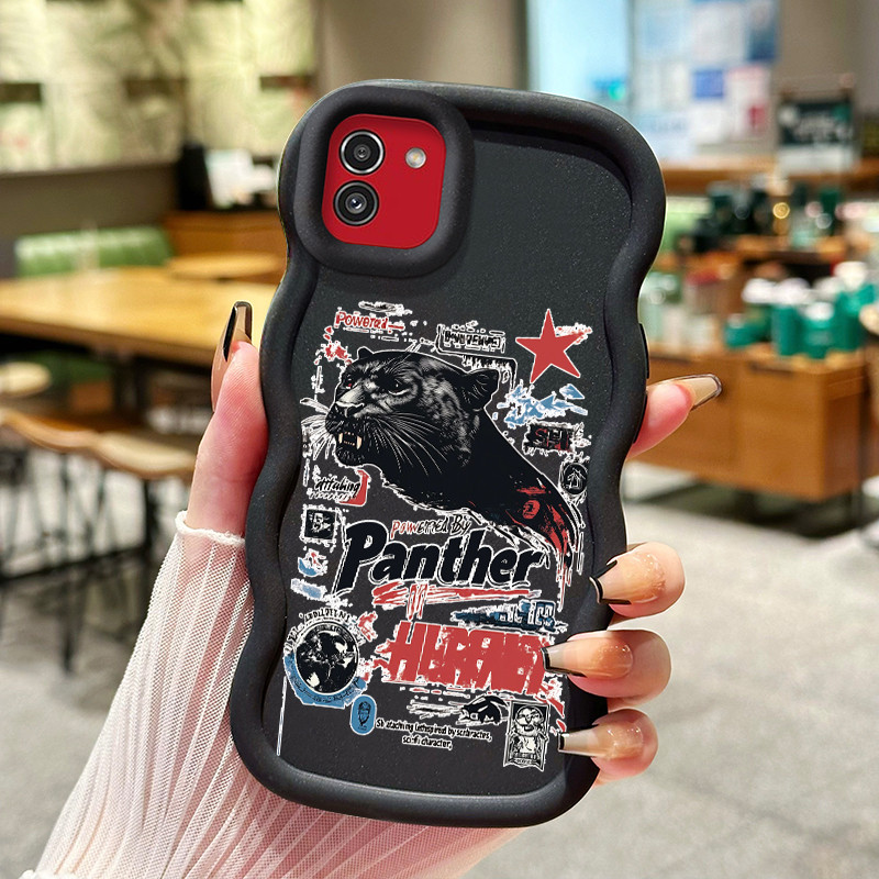 Casing Hp Untuk Samsung A03 Case Macan tutul pria Warna macaron tekstur lembut softcase batas gelomb