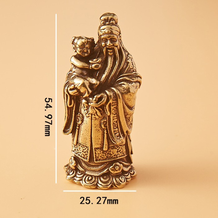 Patung Dewa Keberuntungan Fu Lu Shou Bahan Logam Kuningan 1 Set Ready