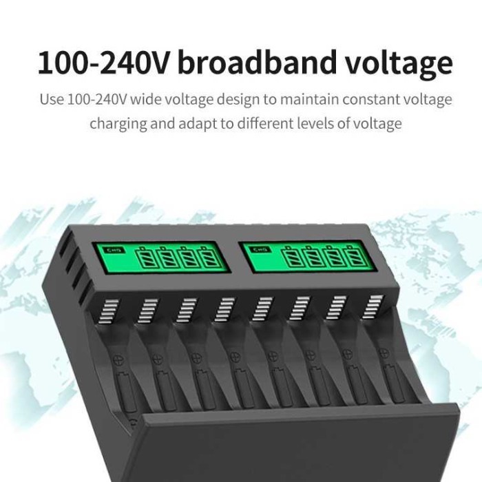 Charger 8 Slot Battery Energizer Aa / Aaa + 4 Battery Aa 2000 Mah Ready