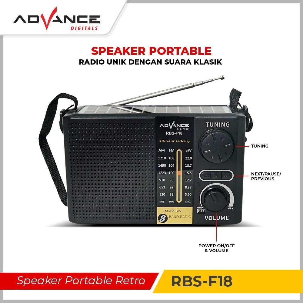 Gratis Ongkir+CODAdvance Speaker Radio Lampu Senter LED RADIO FM support 3 BAND ,FM, AM, SW F18