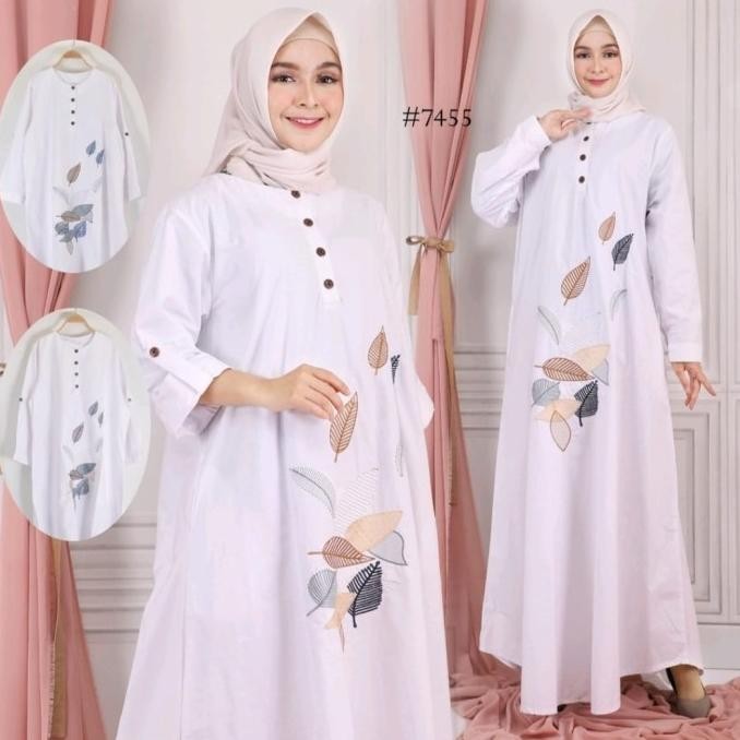 Gamis Putih Jumbo Ld 120 Cm Model Bordir Kekinian Terlaris