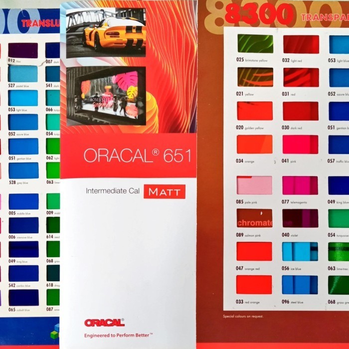 katalog stiker oracal 651/8300/8500/stiker warna oracal /stiker kaca