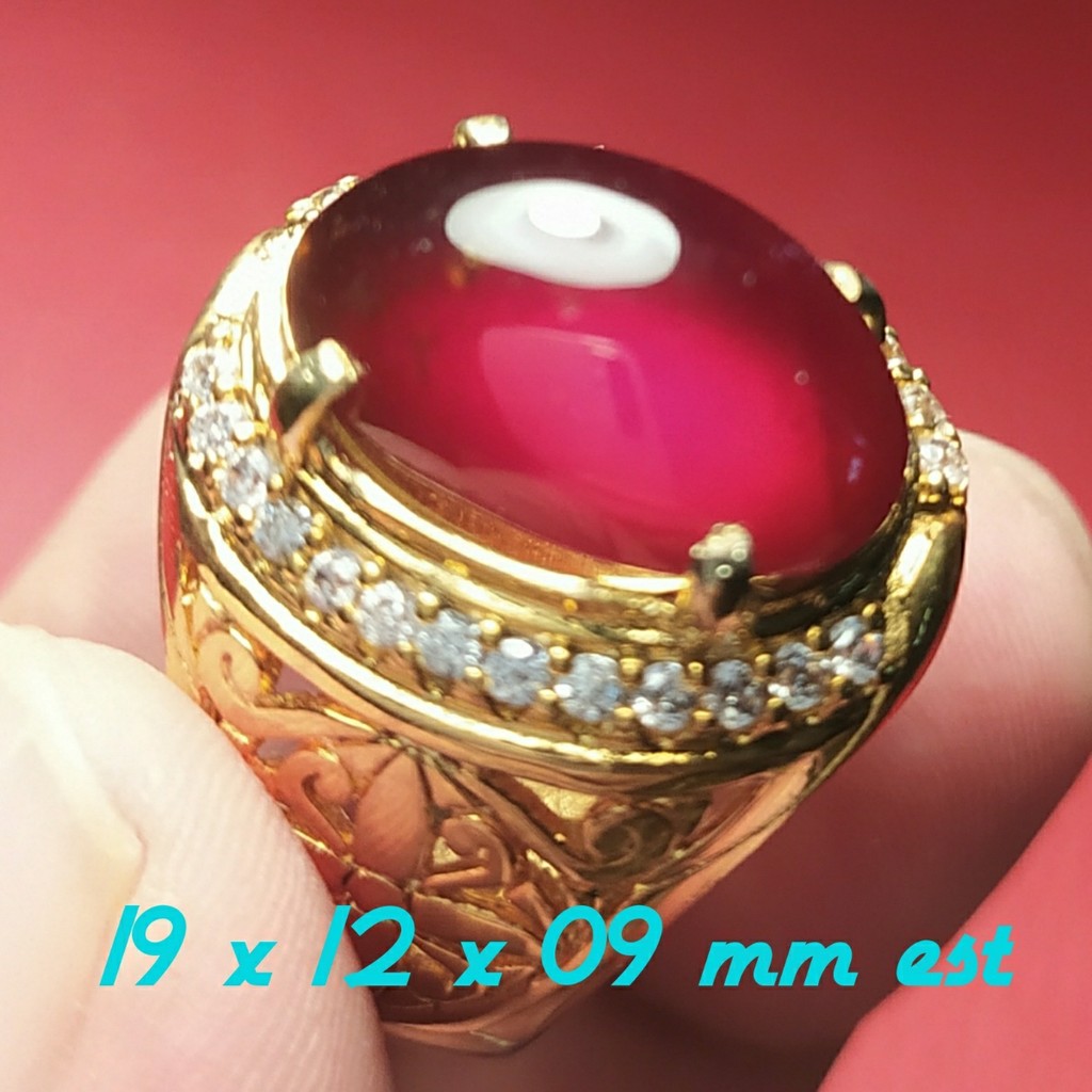 Natural Red Garnet Kristal Clean Luster Mantap Size Semi Kantoran Ring Alpaka Super Gold Platted  Mewah