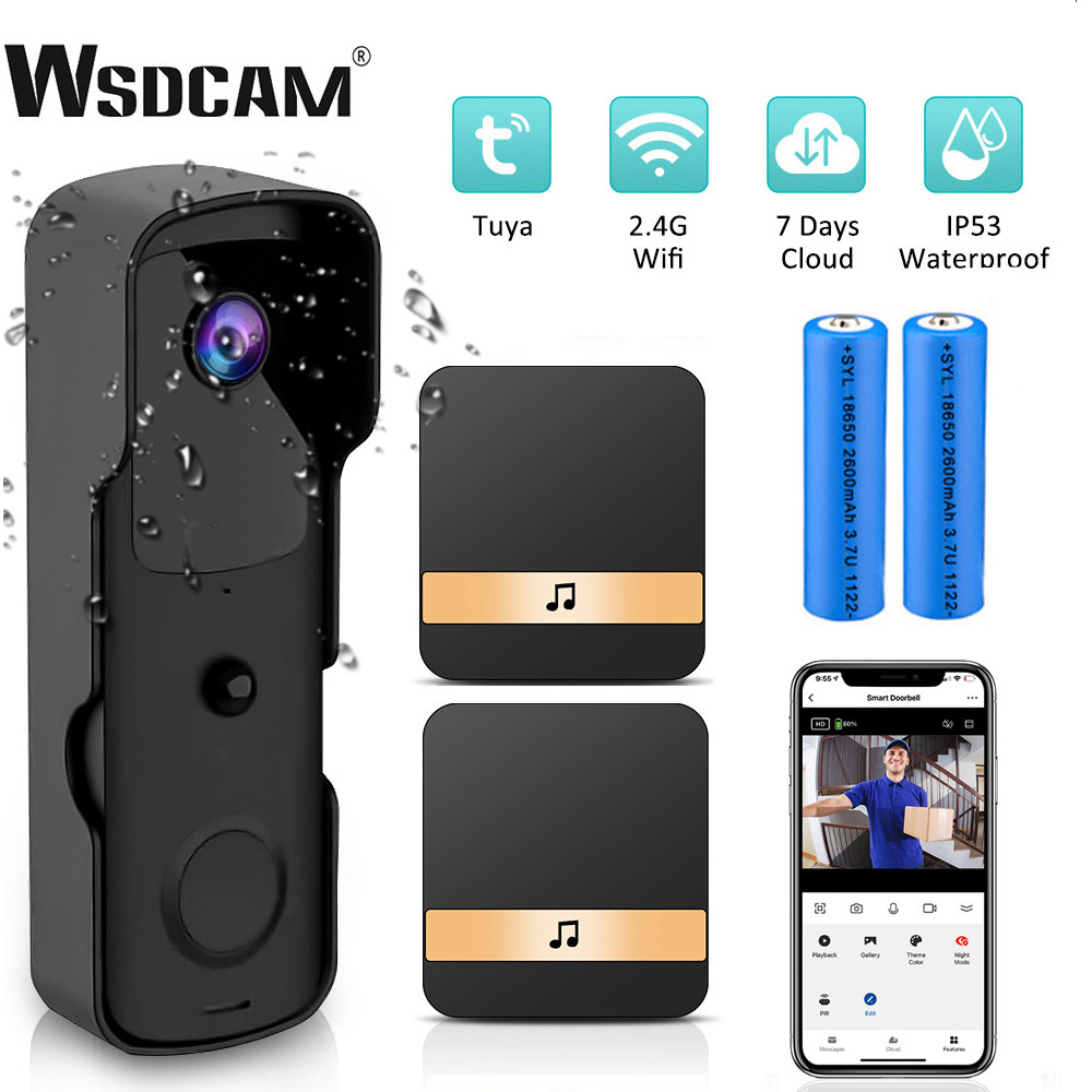 Wsdcam HD 1080P Tuya Video Doorbell WIFWiress Doorbell