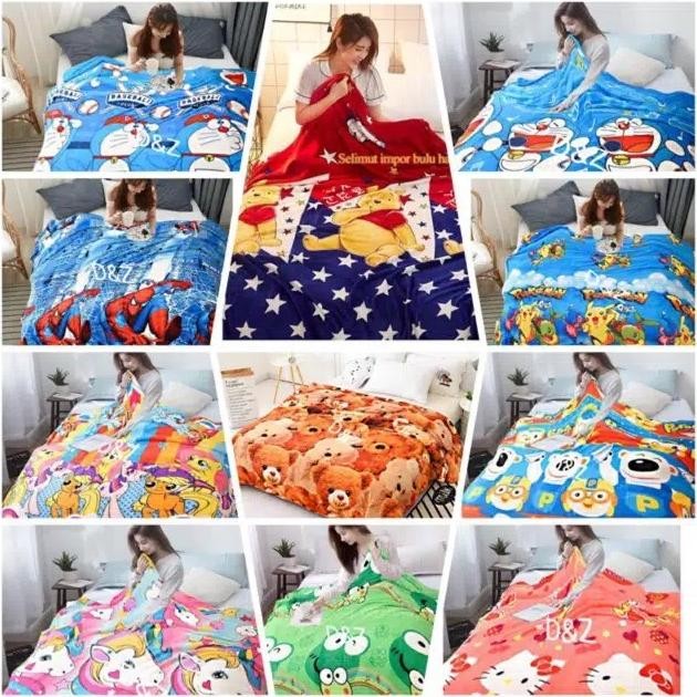 selimut bulu halus karakter pororo import TS