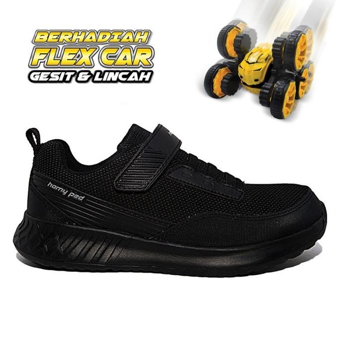 Homyped Lucio 02 Sepatu Sekolah Anak Hitam Hitam