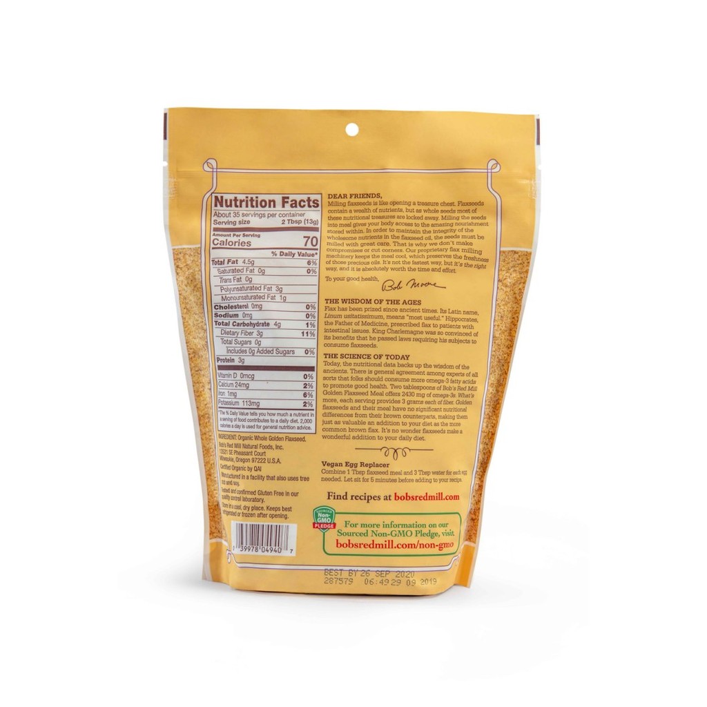 

BOB'S RED MILL ORGANIC GOLDEN FLAXSEED MEAL 453 GR