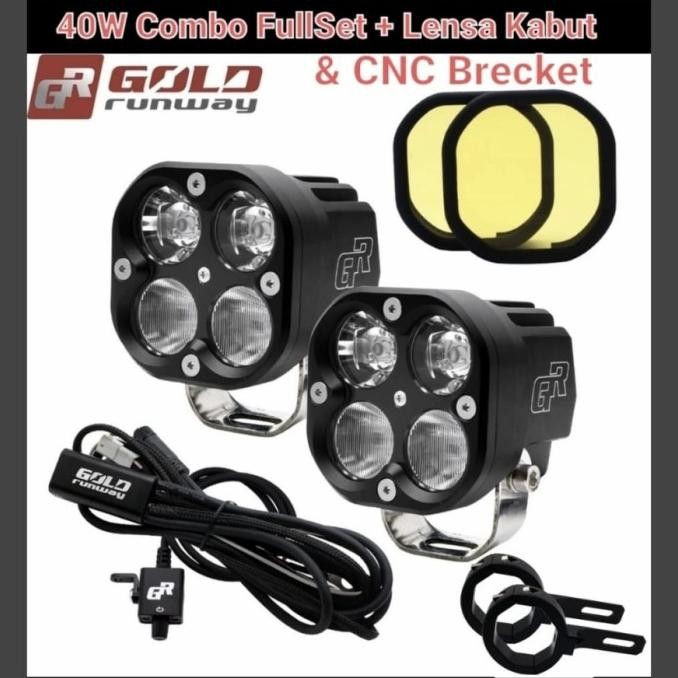 Lampu Fog Lamp Gold Runway X4 40watt Lampu GR Full set 4 titik