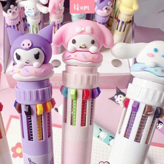 

Pulpen 10 Warna Sanrio Cute/ Bolpen Cinnamorol Melody Kuromi Cartoon
