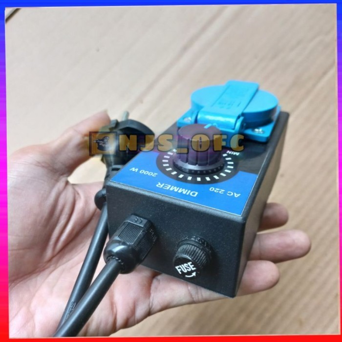 (BARU) DIMMER 2000W + FUSE/SEKRING (OUT 90-220) pengatur kecepatan gerinda bor kipas angin dinamo