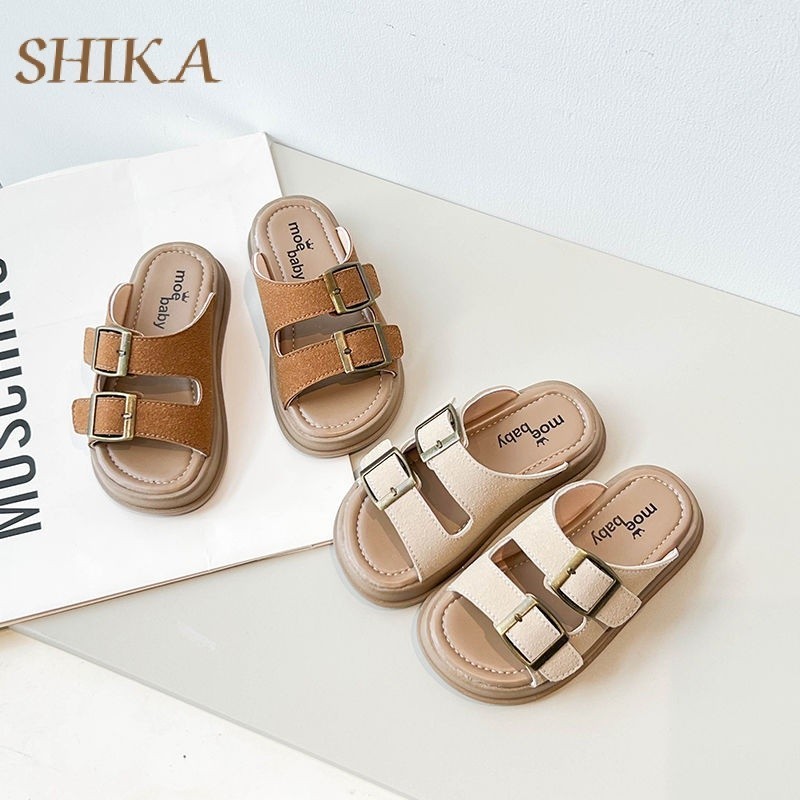 [SHIKA] Sandal Bersol Lembut Gesper Birkenstock Musim Panas Sandal Orangtua-Anak Sepatu Pantai Santa