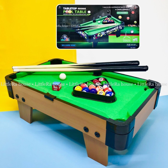 Billiard Table Mini Bahan Kayu Meja Billiard Ukuran Kecil Satu Set