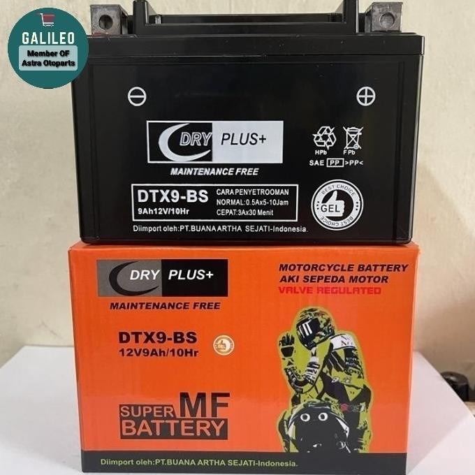 Aki Motor Kawasaki Ninja 250FI, Ninja 250R YTX9-BS Dryplus Aki kering