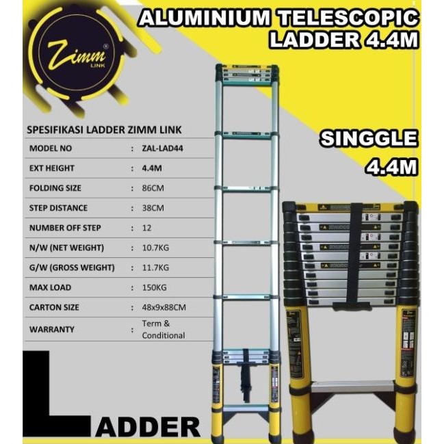 Miliki Tangga Teleskopik Aluminium 4.4 Meter Tangga Telescopic 4,4M