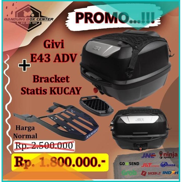 Paket Box Motor Givi E43 ADV + Bracket Kucay Givi E 43 + Breket Kucay