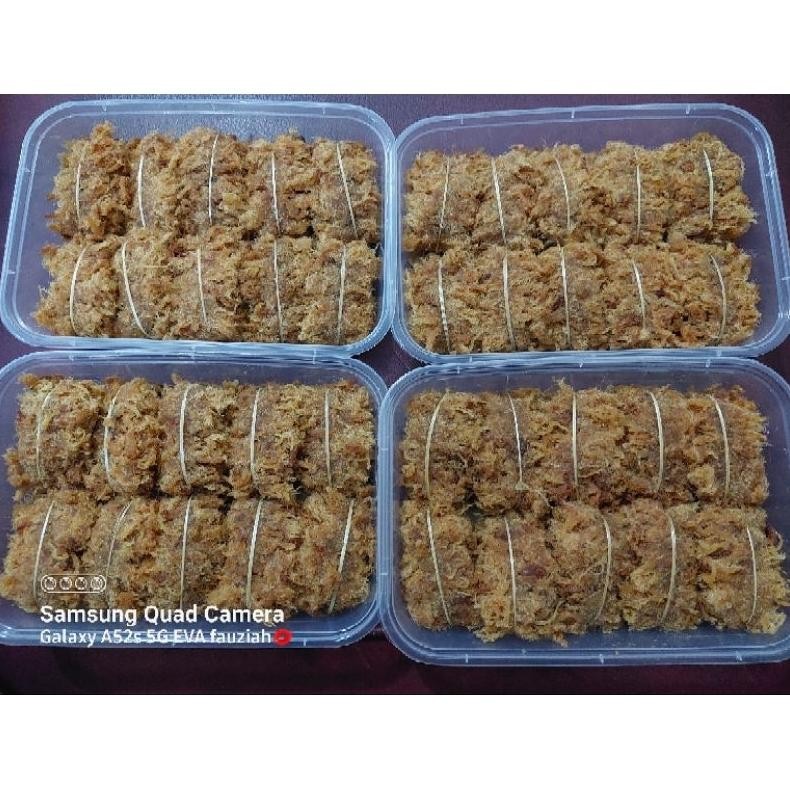 

Gepuk ayam jujut / gepuk jujut ayam / abon ayam (ISI 10 IKAT,box ml,berat 200g)
