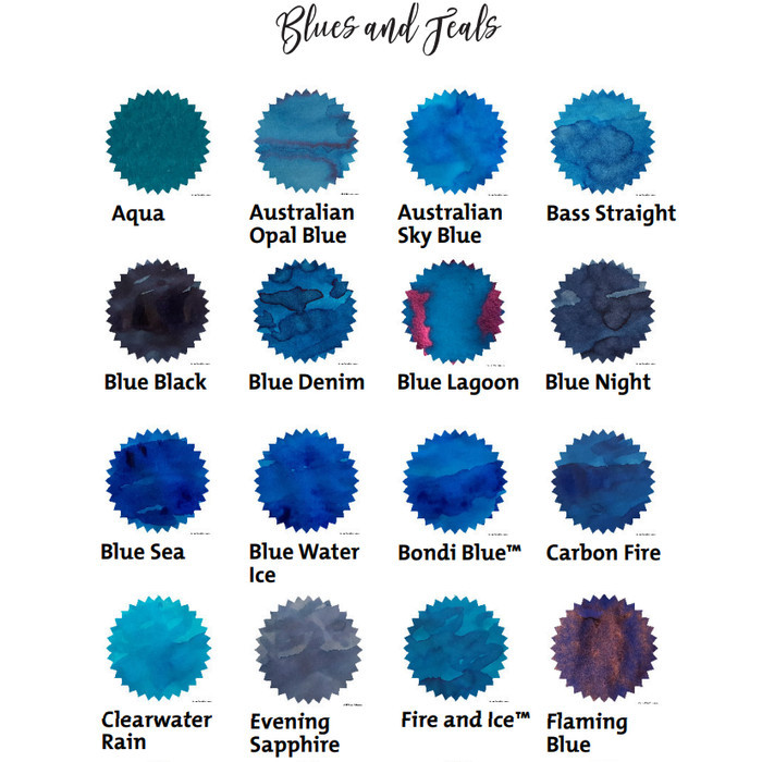 

Robert Oster Signature 50ml Fountain Pen Ink, Blue and Teals