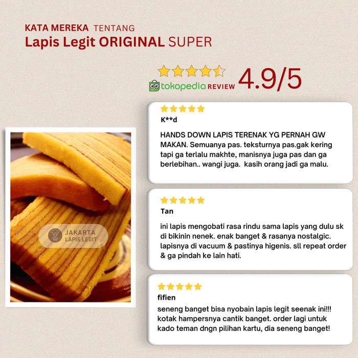 

(Preorder) Lapis Legit Original Super 20X20 Hampers Imlek Wisman Murah