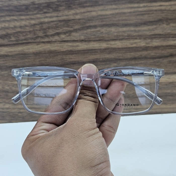 frame kacamata pria wanita vintage giordano kotak 2380 transparan grey