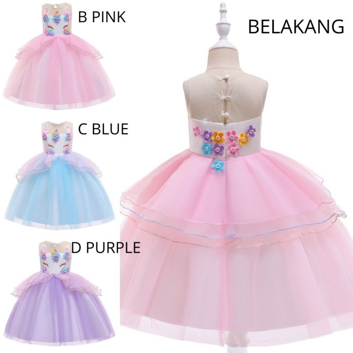 DRESS PESTA UNICORN ANAK 3 -10 TAHUN GAUN PESTA UNICORN ANAK