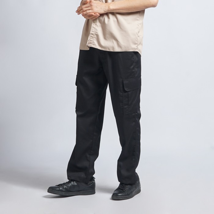 Celana Cargo Panjang Casual Celana Kerja Hitam Pria American Drill A