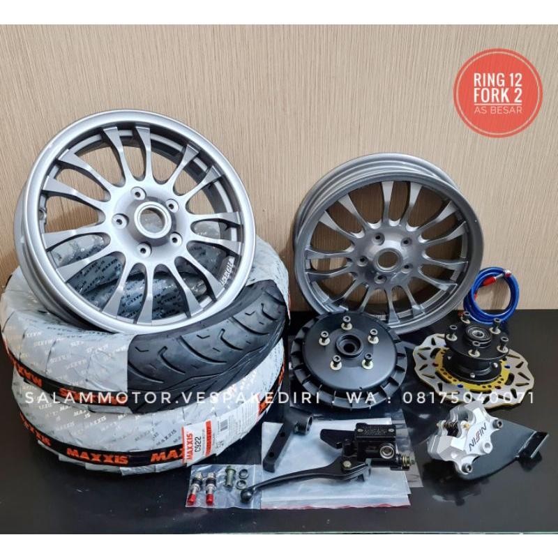 Paket Upgrade Vespa Ring 12 Velg Ring 12 Adaptor Ring 12 Ban Ring 12 Px Excel Exclusive Spartan Supe