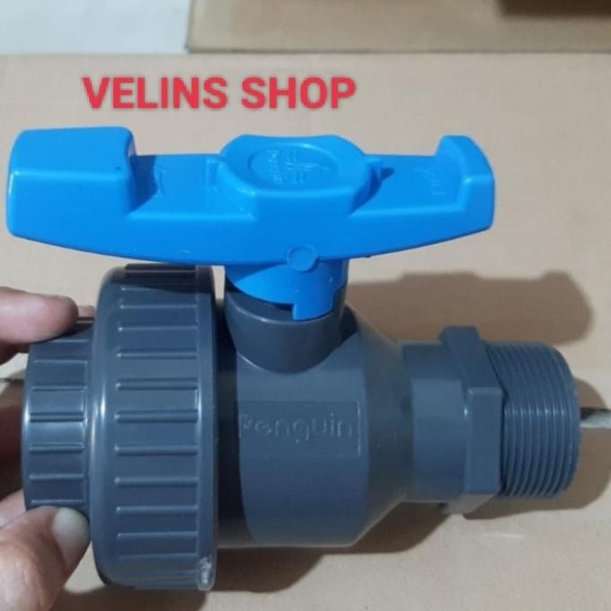 Stop kran WATER MUR Drat luar dalam 1 1/2 INCH ORI PENGUIN