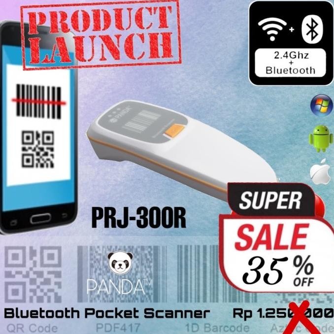 Scanner Barcode PRJ-300R 1D/2D Pocket Portable Barcode Scanner U