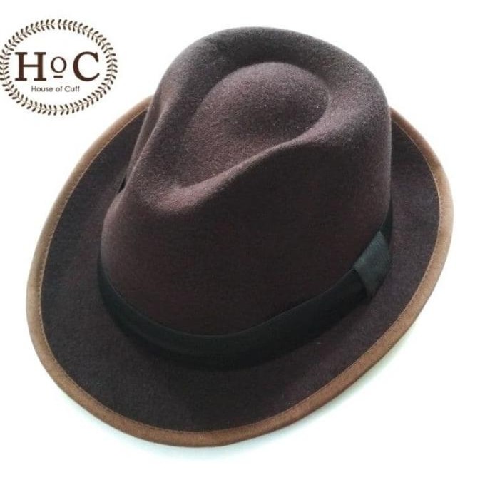 Houseofcuff Topi Fedora Hat BROWN FEDORA HAT LAKEN